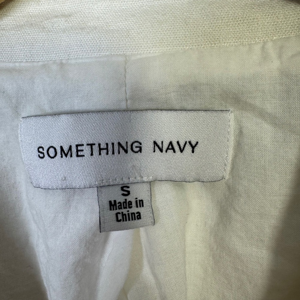 Something Navy Womens Blazer Small Danielle Colorblock Linen Blend Oversized‎ - Picture 7 of 9
